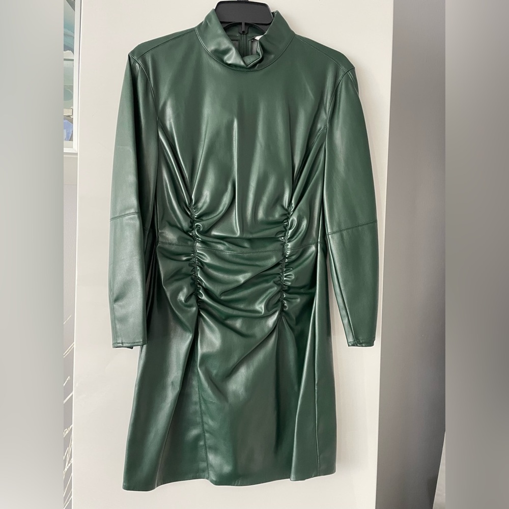 Zara Emerald Faux Leather Dress